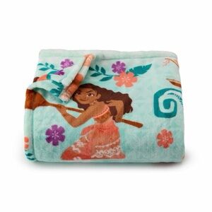Disney Moana Throw Blanket - Aqua with Coral & Purple Accents